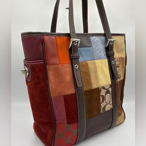 Coach Holiday Patchwork leather/suede tote
